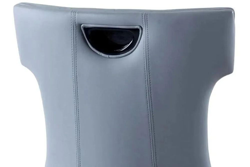 Turin Grey Marble Square Dining Set - Mimi Grey Leather Dining Chair-10