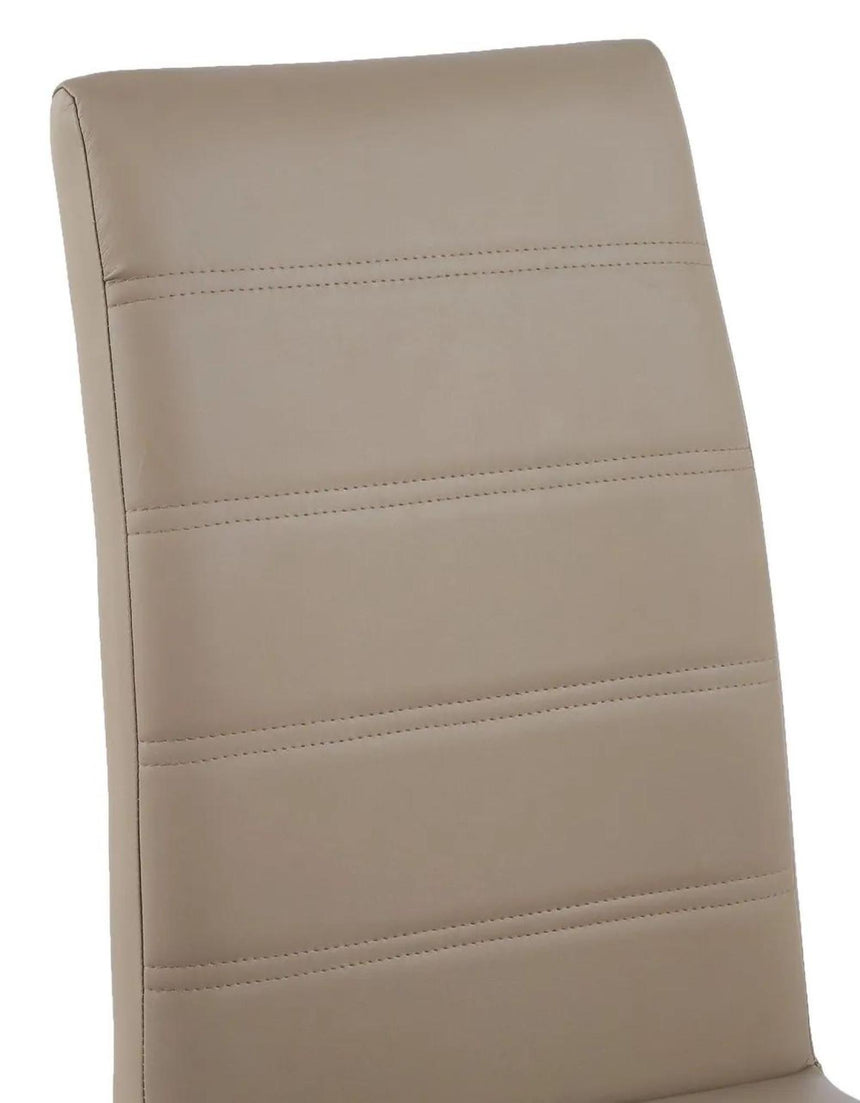 Turin Grey Marble Square Dining Set - Roma Beige Faux Leather Dining Chair-9