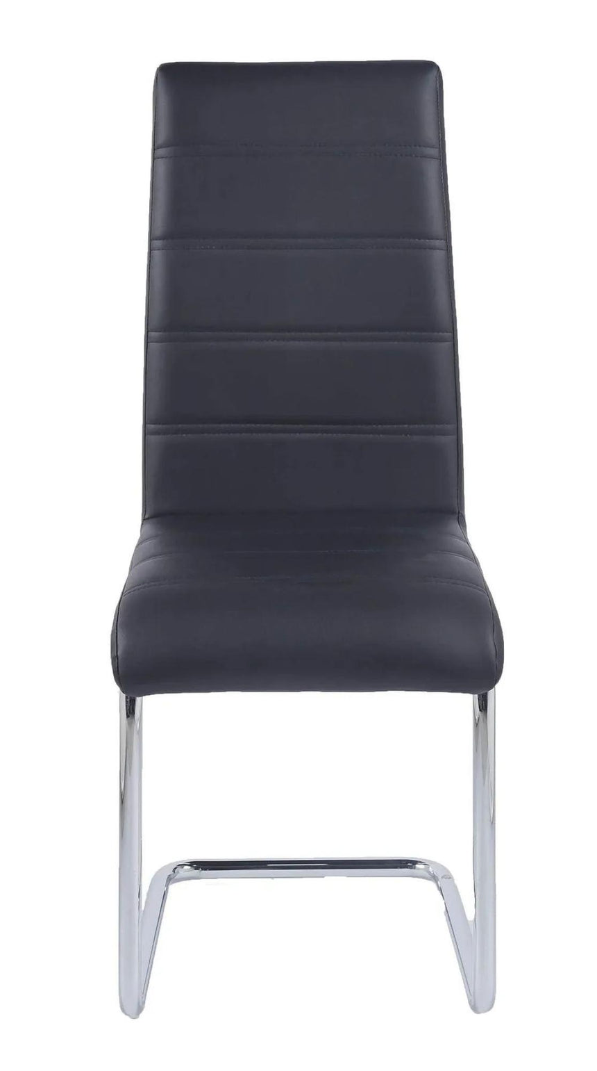 Turin Grey Marble Square Dining Set - Roma Black Faux Leather Dining Chair-9