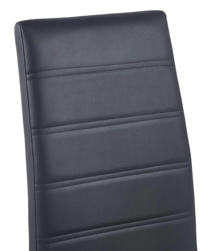 Turin Grey Marble Square Dining Set - Roma Black Faux Leather Dining Chair-8