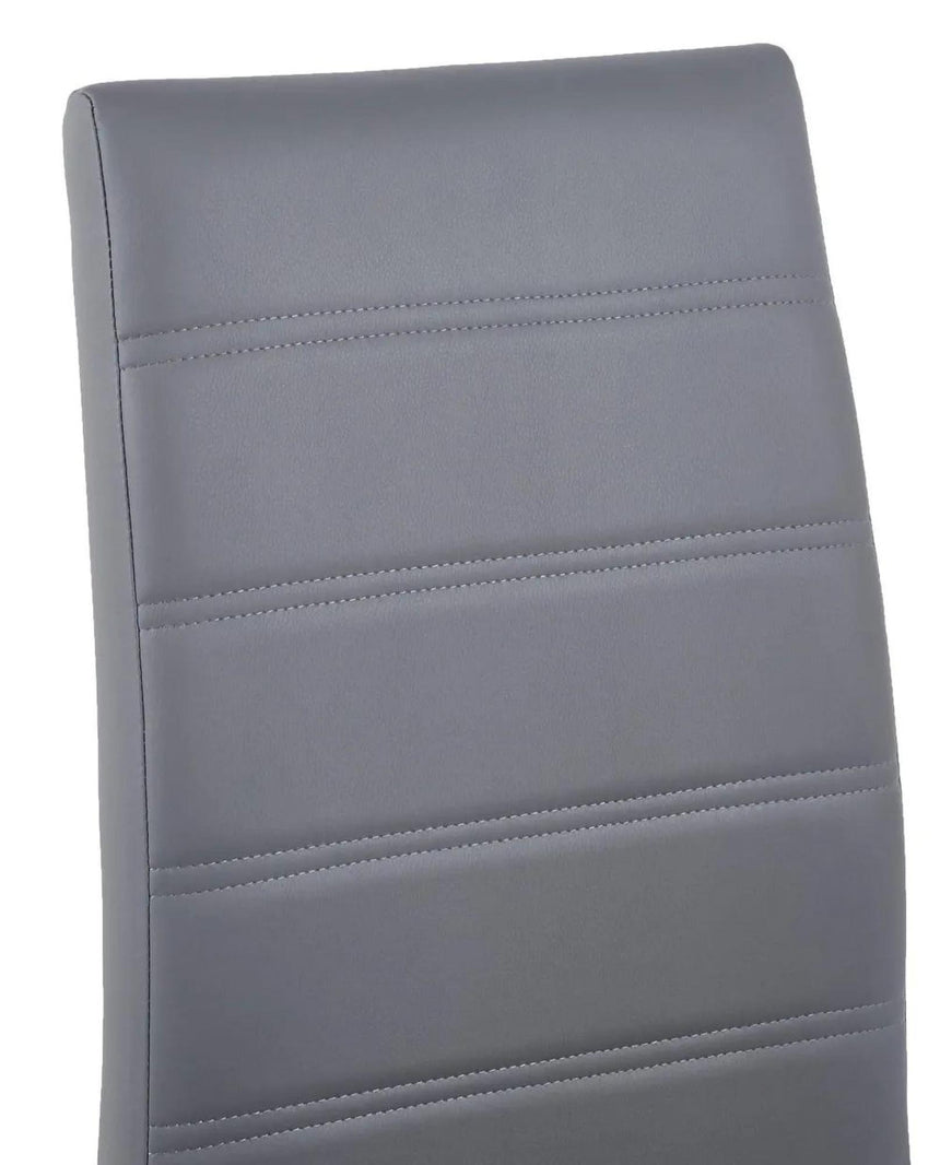 Turin Grey Marble Square Dining Set - Roma Grey Faux Leather Dining Chair-10