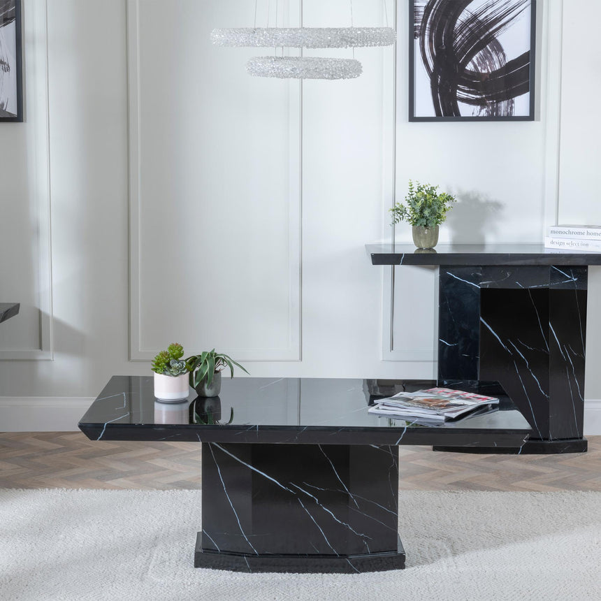 Naples Black Marble Console Table-6