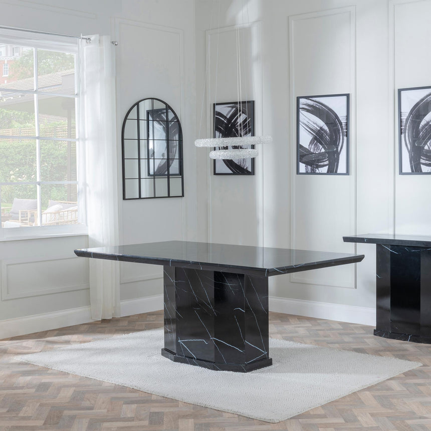 Naples 6 Seater Black Marble Dining Table - Sizes Available-3