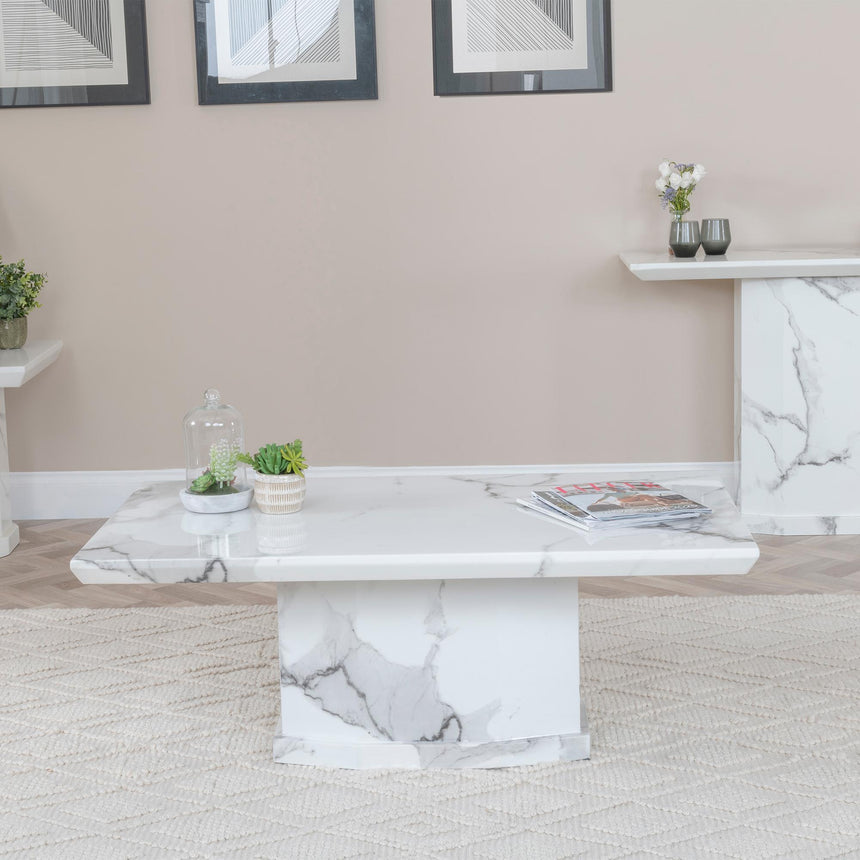 Naples White Marble Coffee Table-6