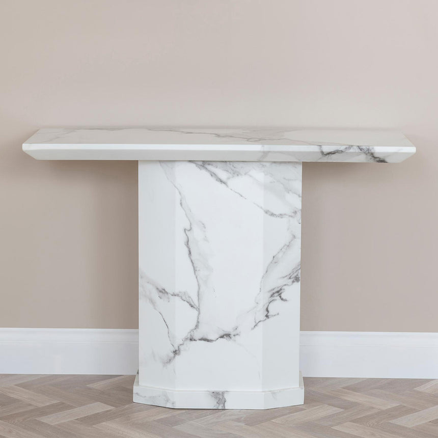 Toronto Marble Console Table with Pedestal Base