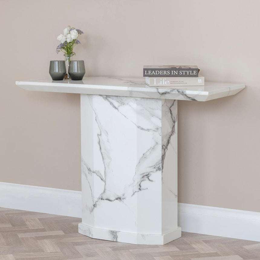 Toronto Marble Console Table with Pedestal Base