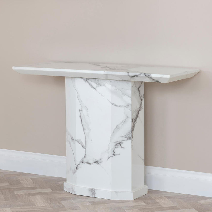 Toronto Marble Console Table with Pedestal Base