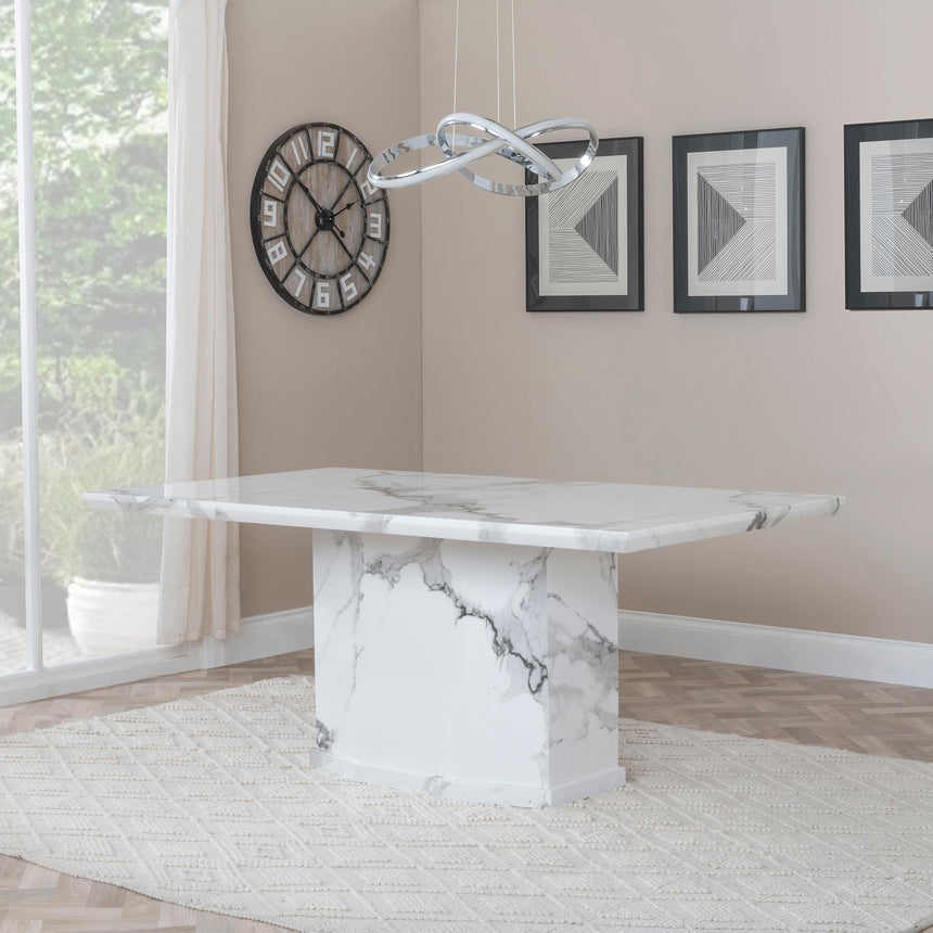 Naples 6 Seater White Marble Dining Table - Sizes Available-4