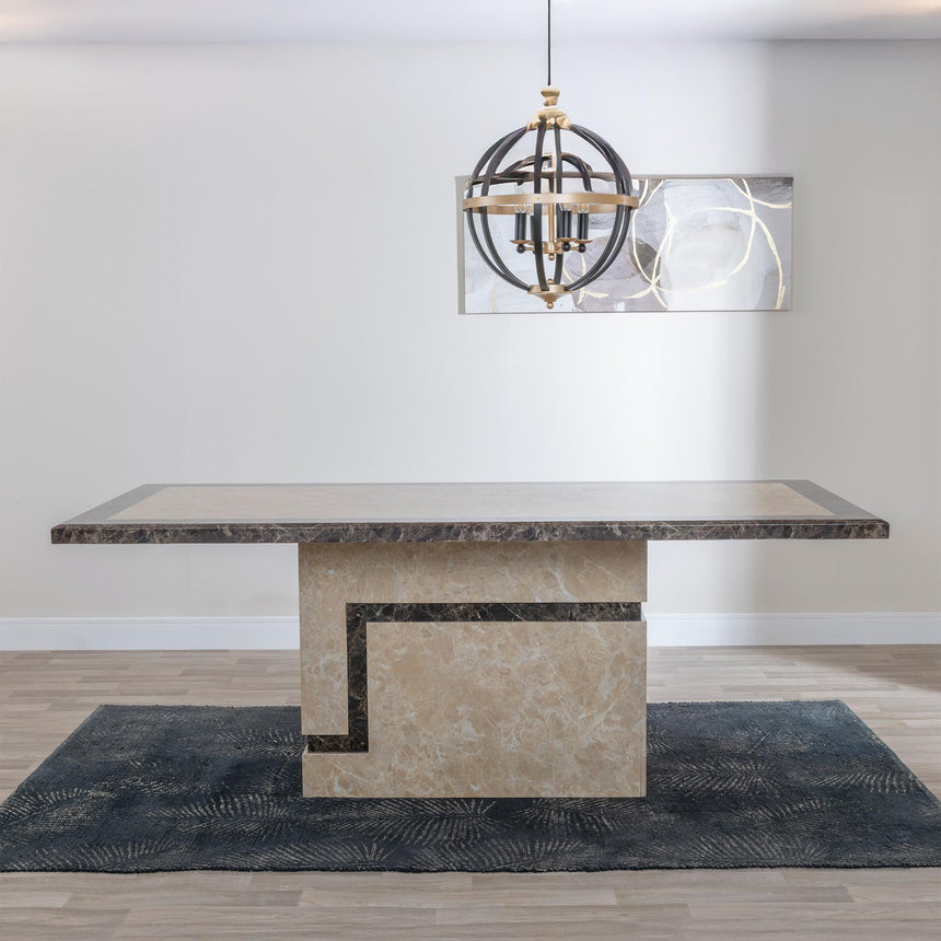 Venice 6 Seater Cream Marble Dining Table - Sizes Available-5
