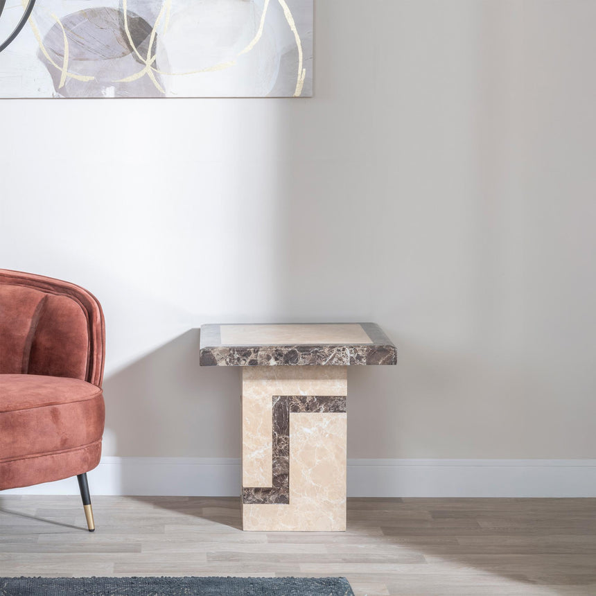 Venice Cream Marble Square Side Table-2