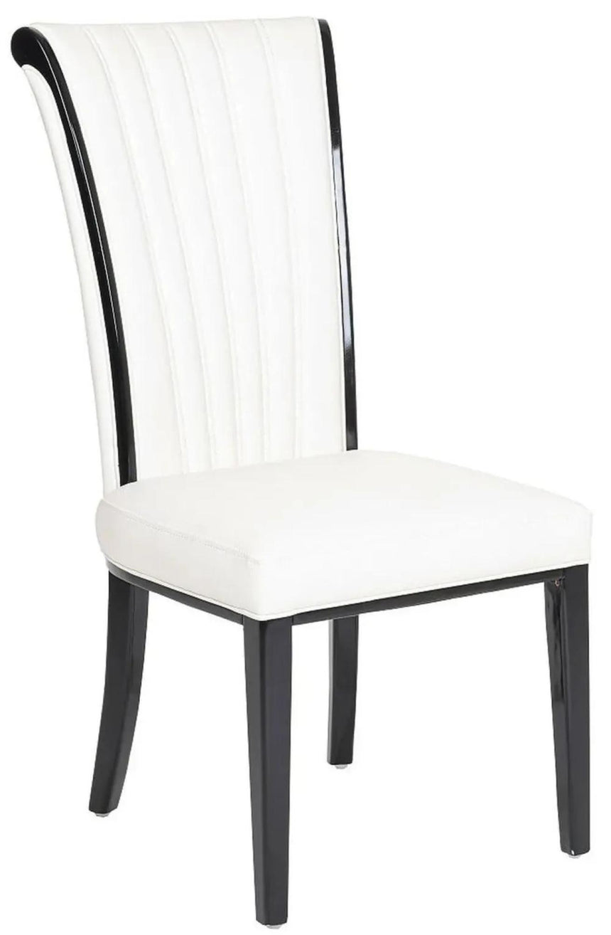 Venice Cream Marble Dining Set - Cadiz White Leather Dining Chair-8