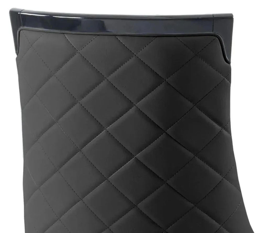 Venice Cream Marble Dining Set - Carmela Black Leather Dining Chair-9