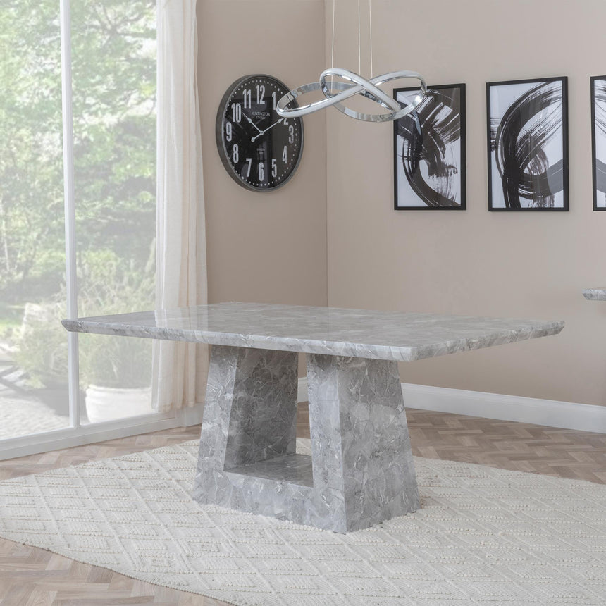 Milan 6 Seater Grey Marble Dining Table - Sizes Available-3
