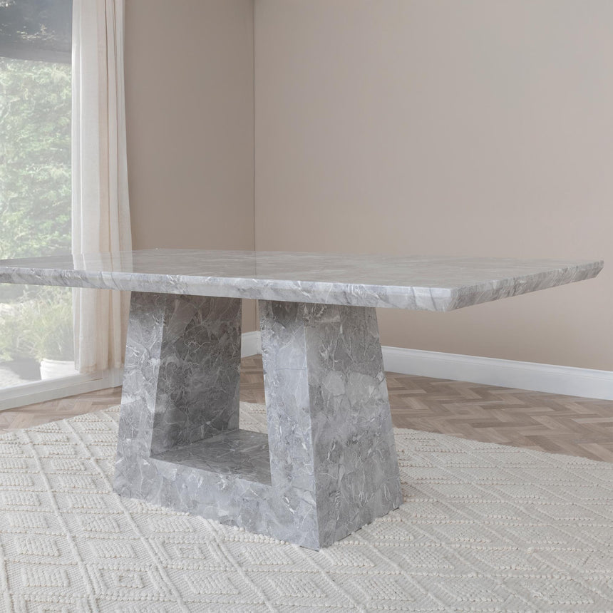 Milan 6 Seater Grey Marble Dining Table - Sizes Available-7