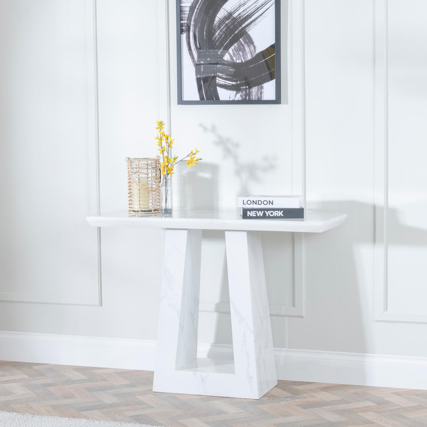 Milan White Marble Console Table-3