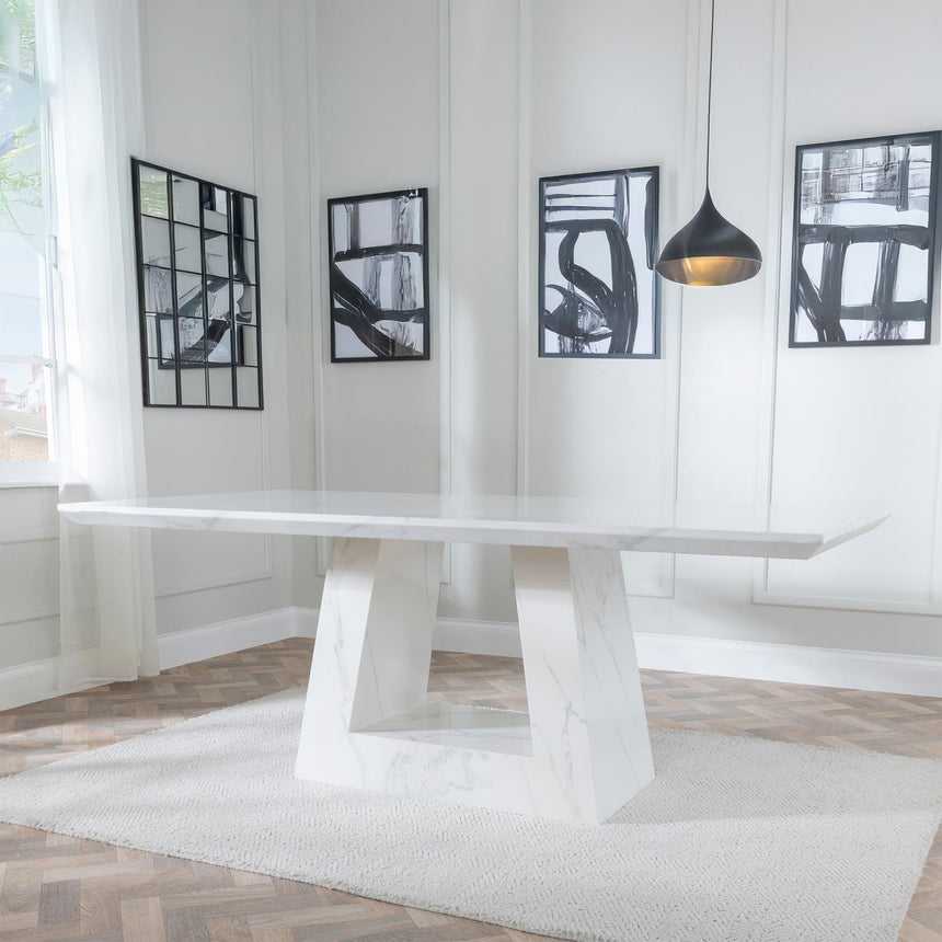 Milan 6 Seater White Marble Dining Table - Sizes Available-6