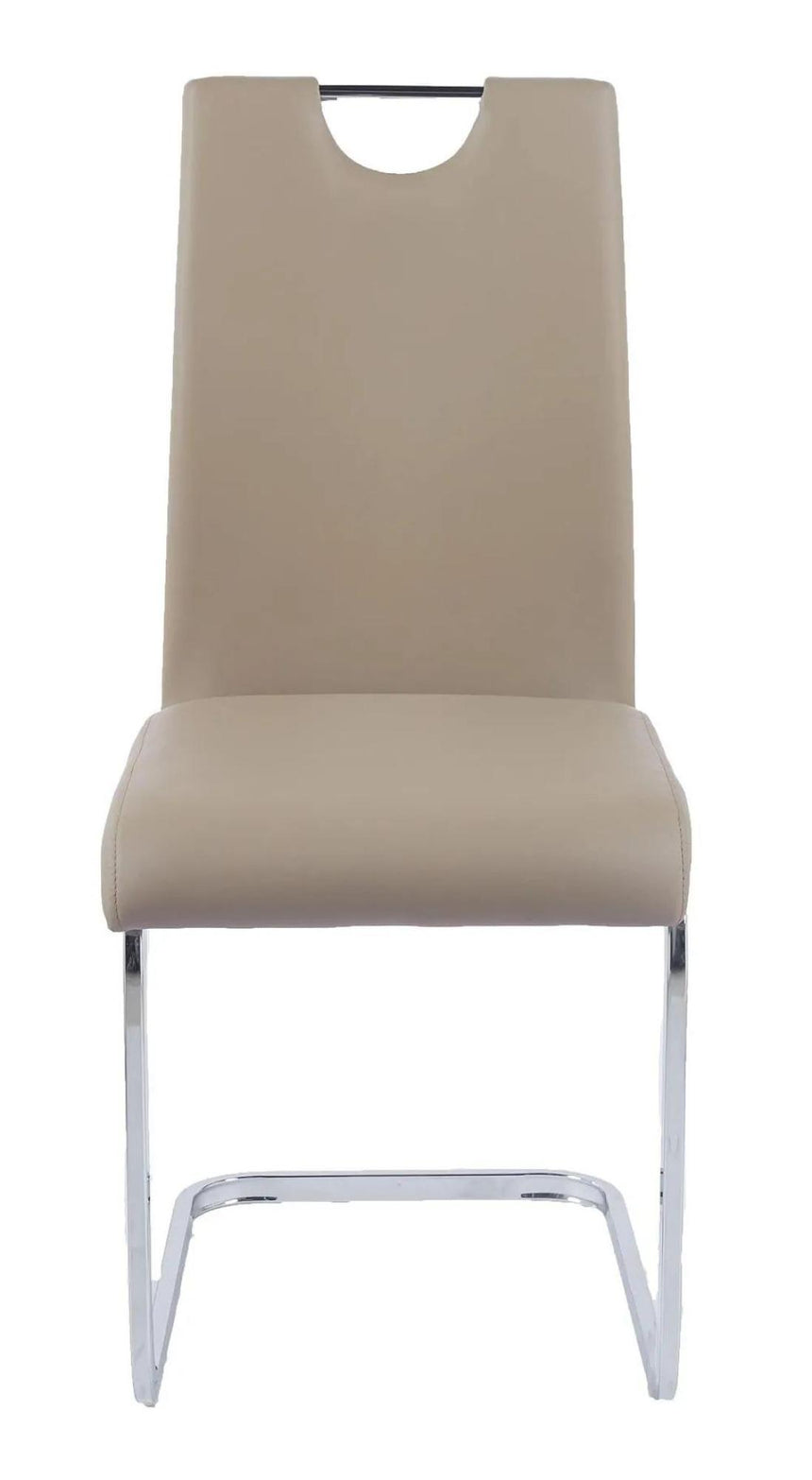 Louis 4 Seater Grey Marble and Chrome Square Dining Set - 4 Bianco Beige Faux Leather Dining Chair-8