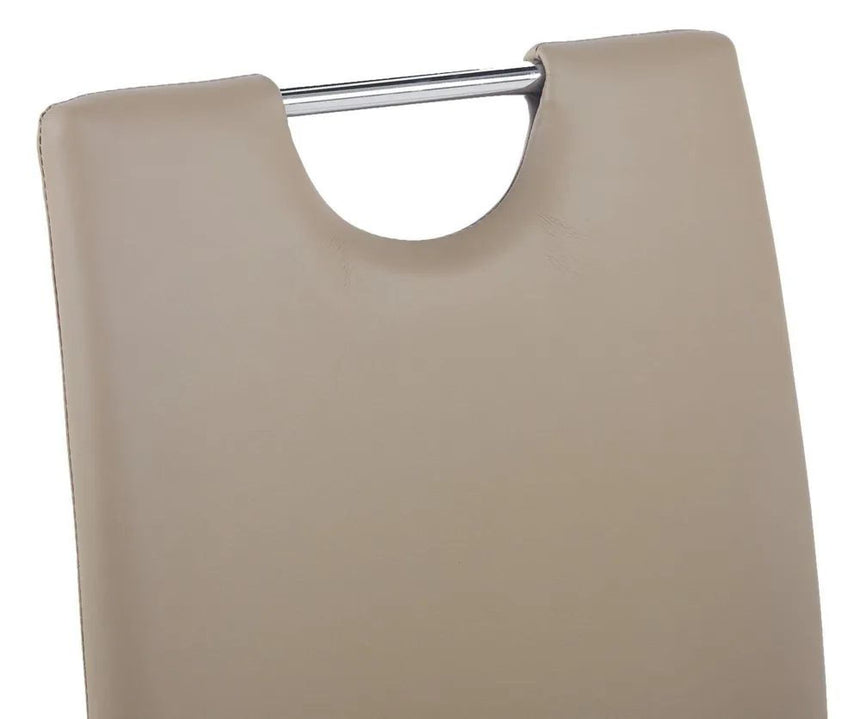 Louis 4 Seater Grey Marble and Chrome Square Dining Set - 4 Bianco Beige Faux Leather Dining Chair-9