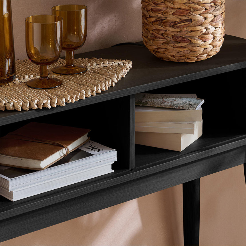 Axel Black Fluted Curved Console Table-4