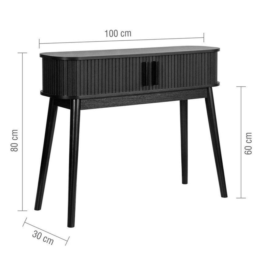 Axel Black Fluted Curved Console Table-7
