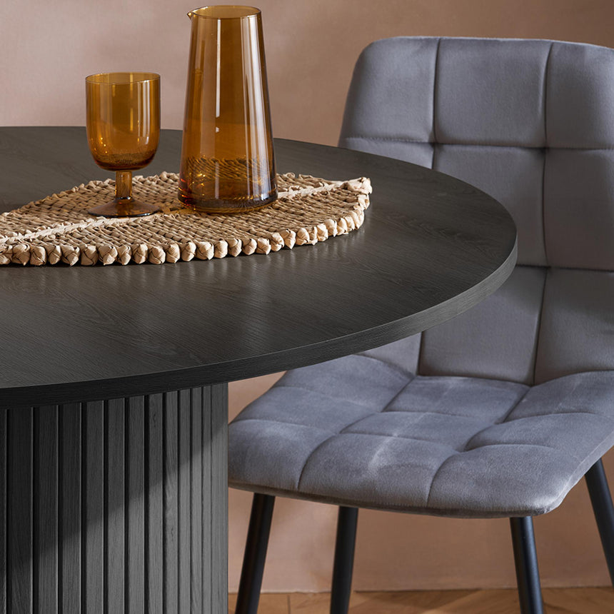 Axel Black Fluted 4 Seater Round Dining Table-3