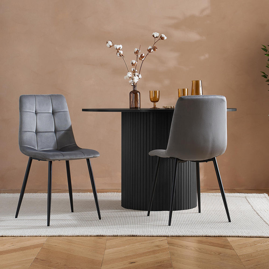 Axel Black Fluted 4 Seater Round Dining Table-4