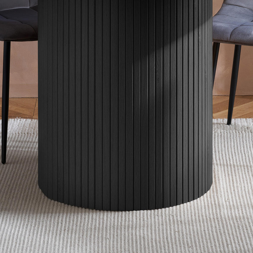Axel Black Fluted 4 Seater Round Dining Table-5