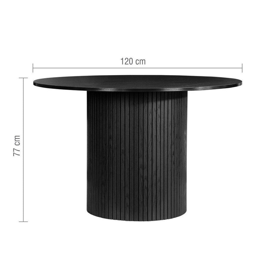 Axel Black Fluted 4 Seater Round Dining Table-7