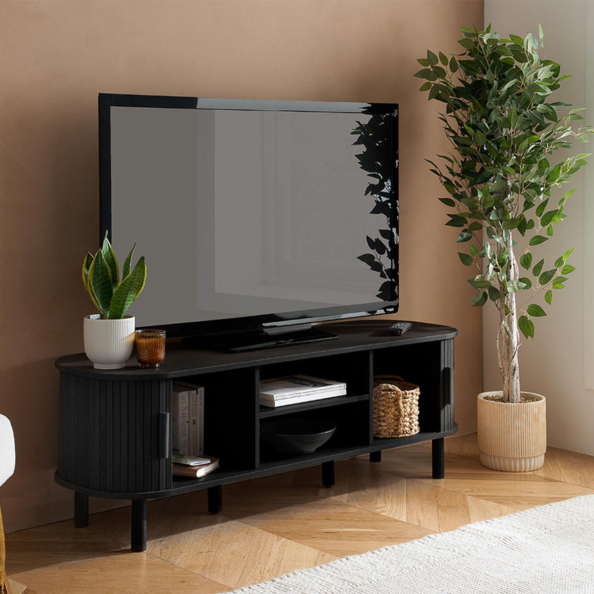 Axel Black Fluted 140cm Curved TV Unit-2