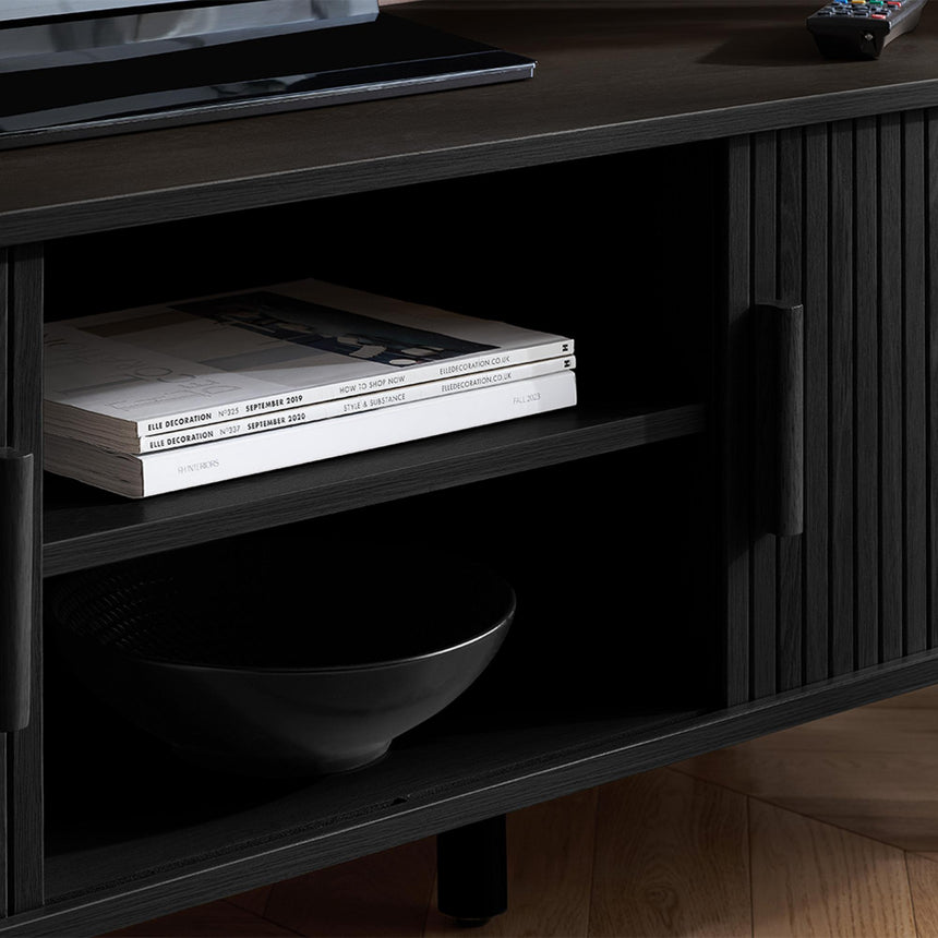 Axel Black Fluted 140cm Curved TV Unit-3