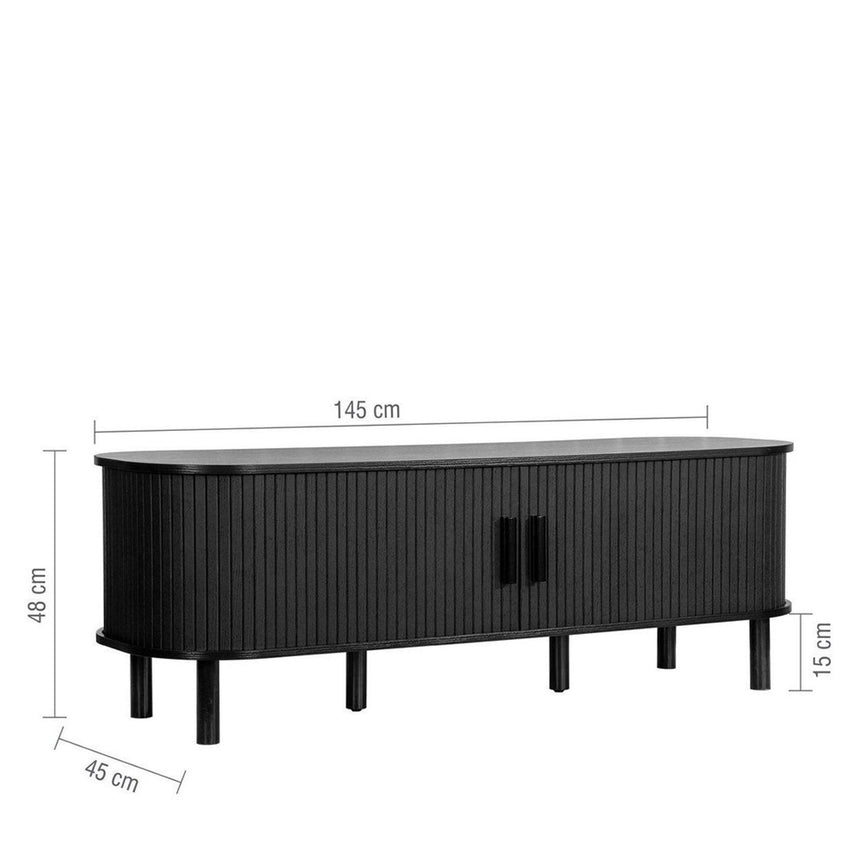 Axel Black Fluted 140cm Curved TV Unit-7