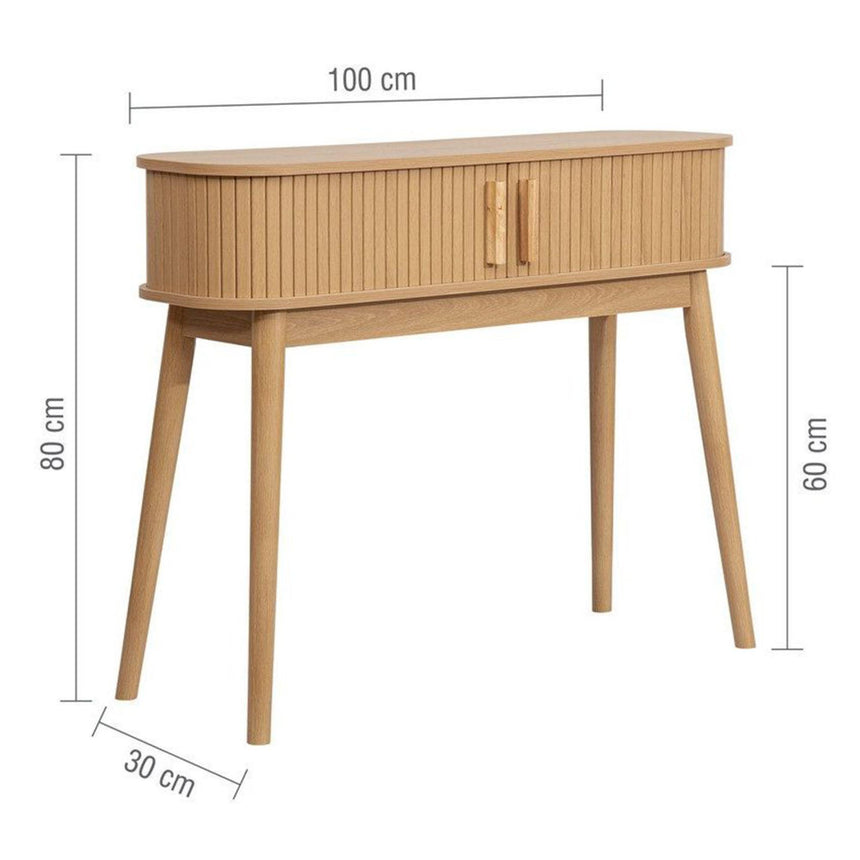 Axel Oak Fluted Curved Console Table-7