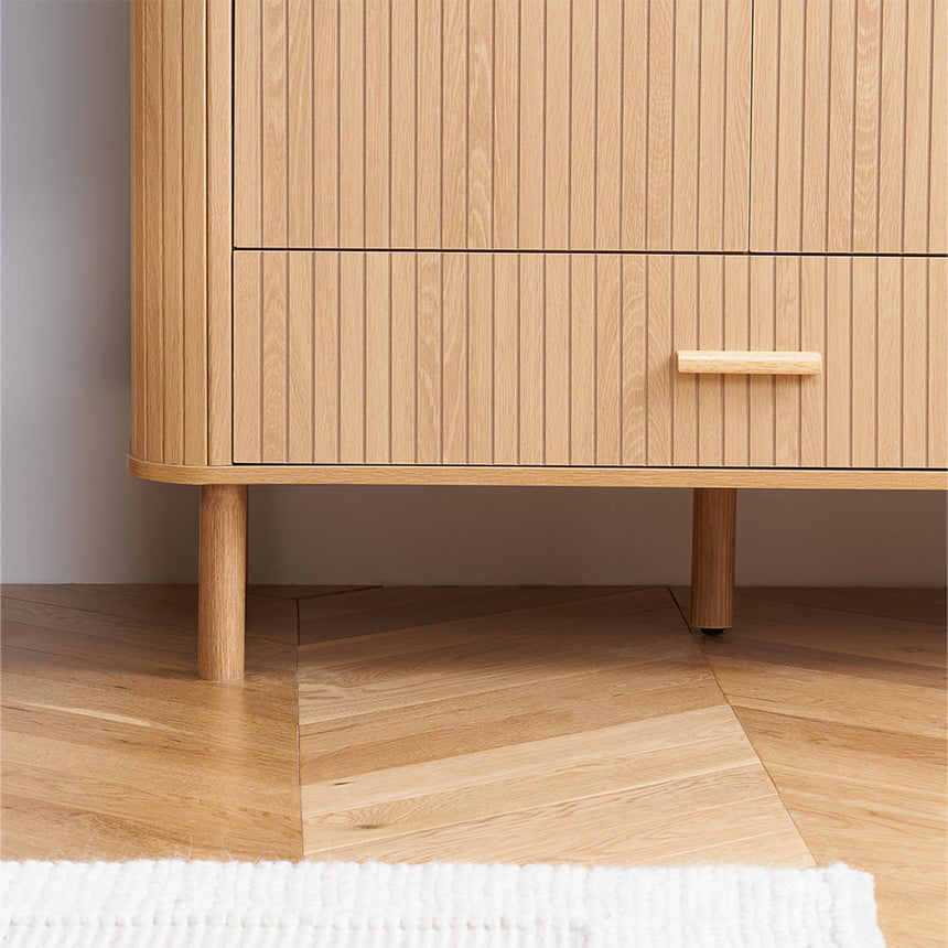 Axel Oak Fluted 2 Door 1 Drawer Wardrobe-4