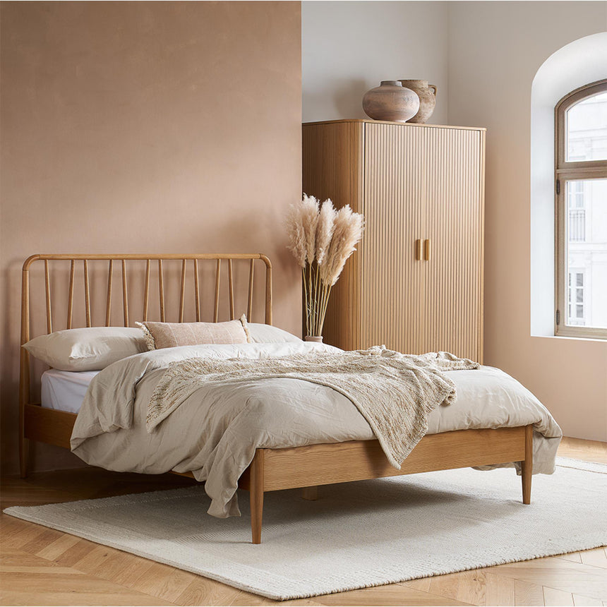 Axel Oak Fluted 2 Door 1 Drawer Wardrobe-6