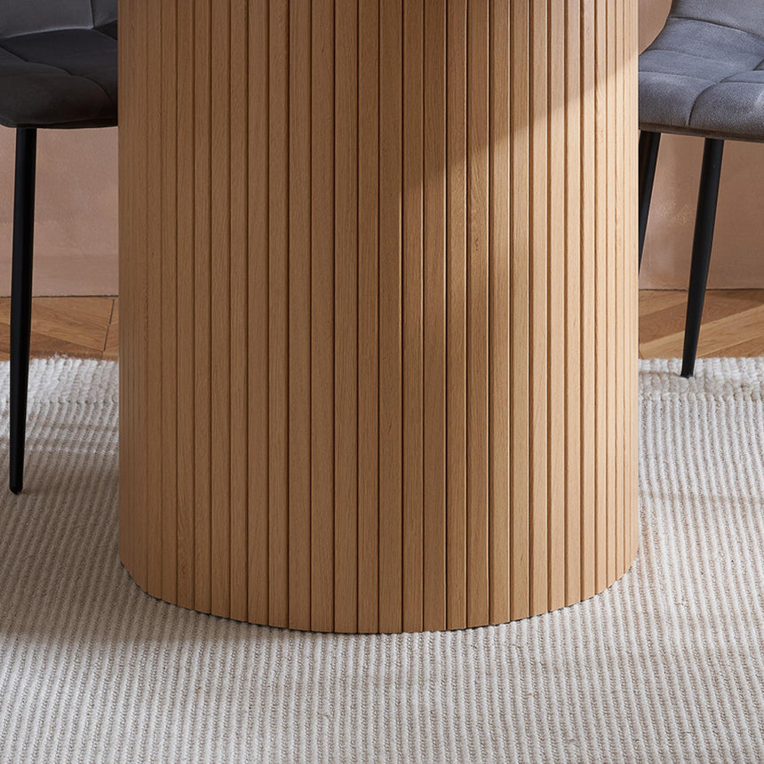 Axel Oak Fluted 4 Seater Round Dining Table-5