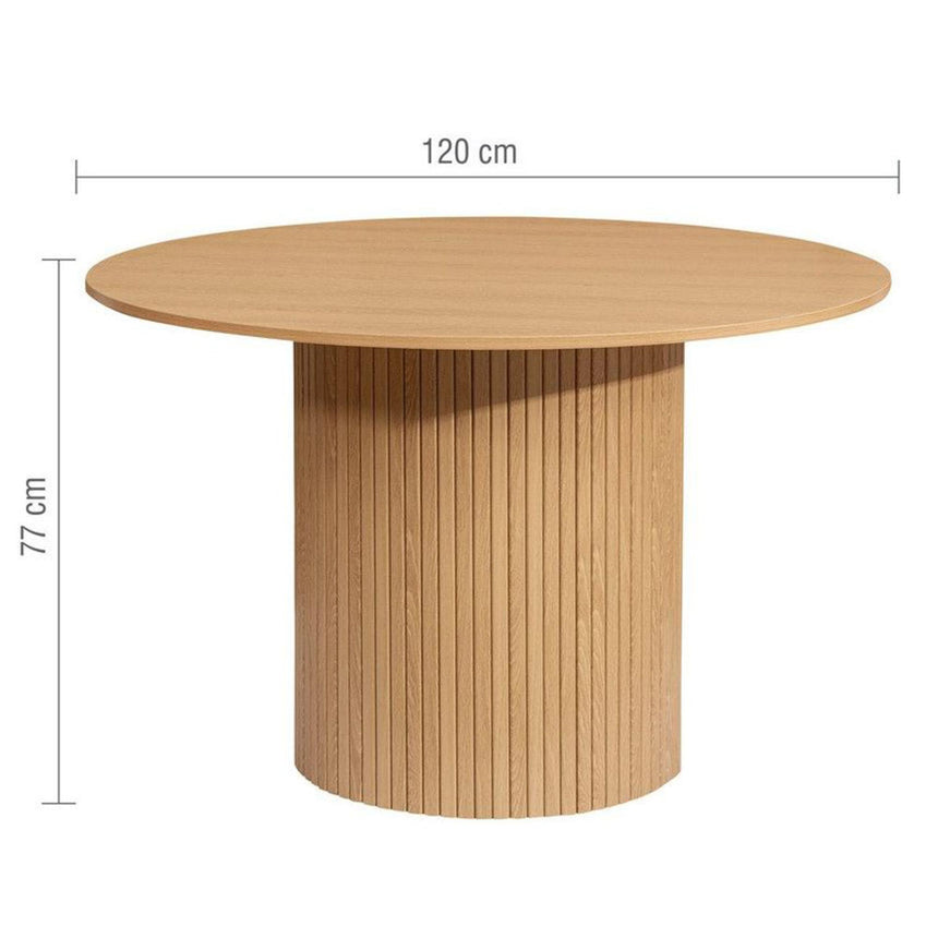 Axel Oak Fluted 4 Seater Round Dining Table-7