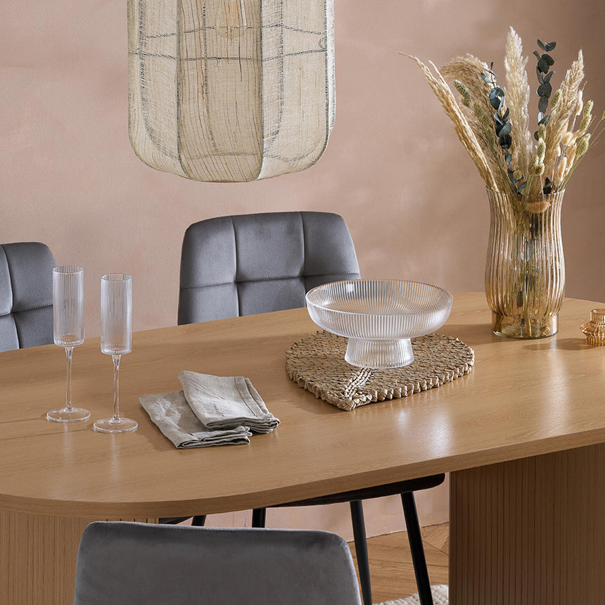 Axel Oak Fluted 6 Seater Oval Dining Table-3