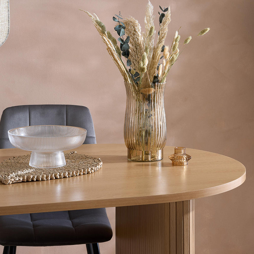 Axel Oak Fluted 6 Seater Oval Dining Table-4