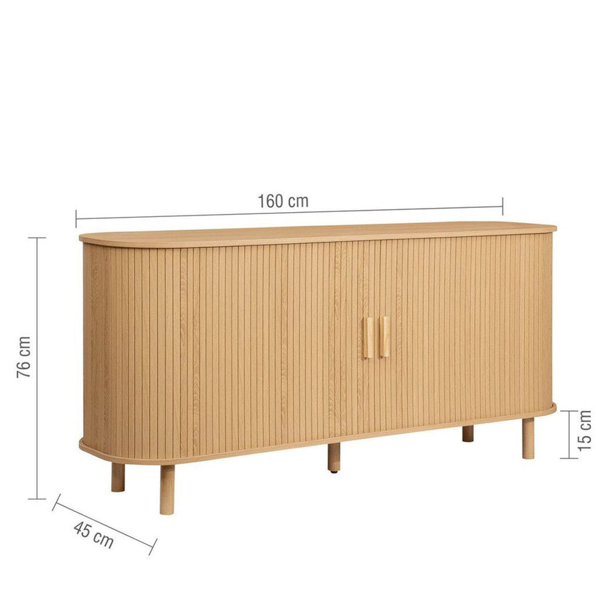 Axel Oak Fluted 2 Door Large Curved Sideboard - 160cm-7