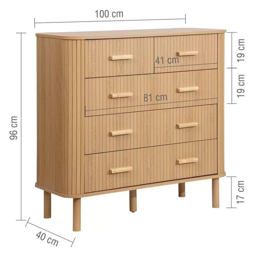 Axel Oak Fluted 2+3 Drawer Curved Chest-6
