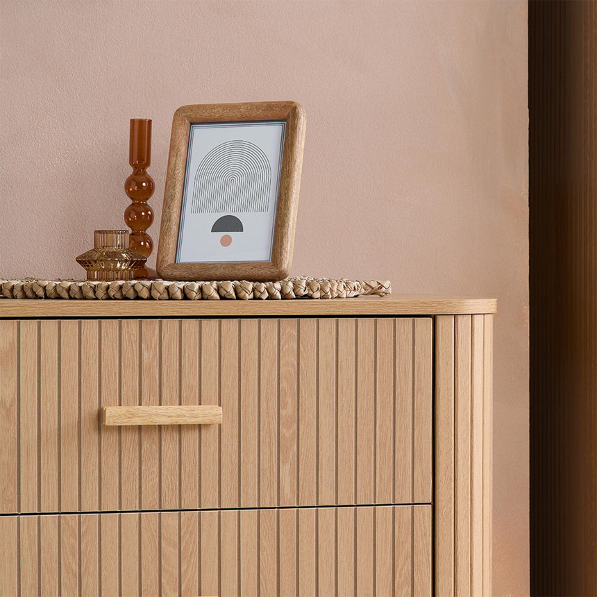 Axel Oak Fluted 6 Drawer Curved Wide Chest-2