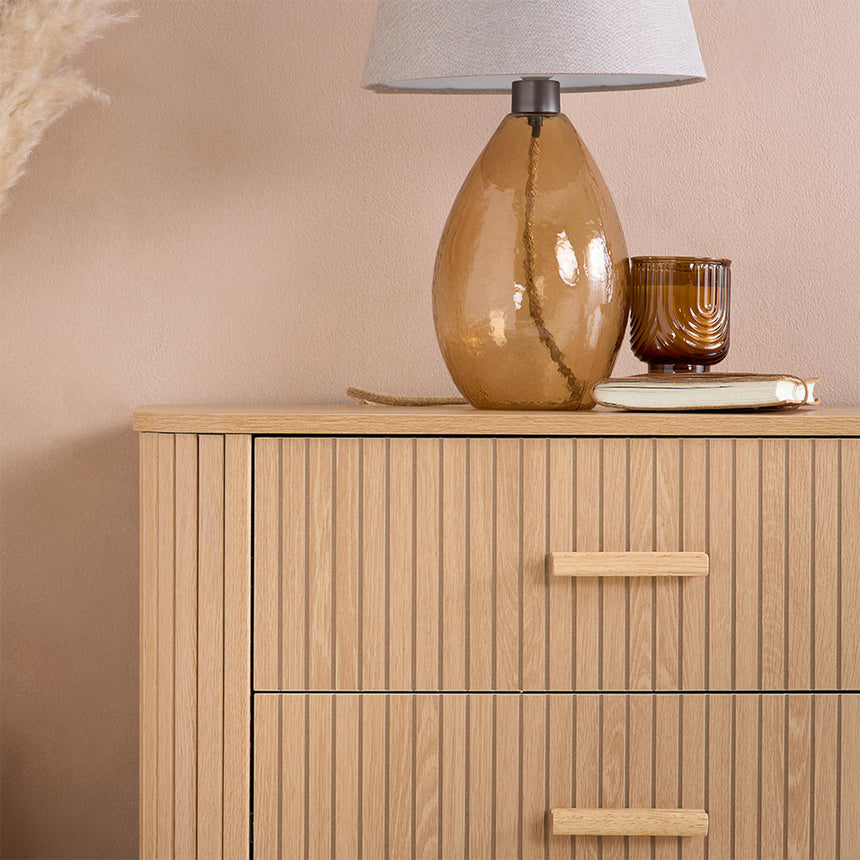 Axel Oak Fluted 6 Drawer Curved Wide Chest-3