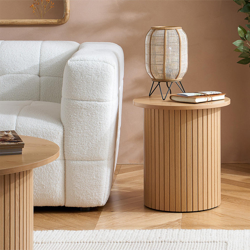 Axel Oak Fluted Round Side Table-2
