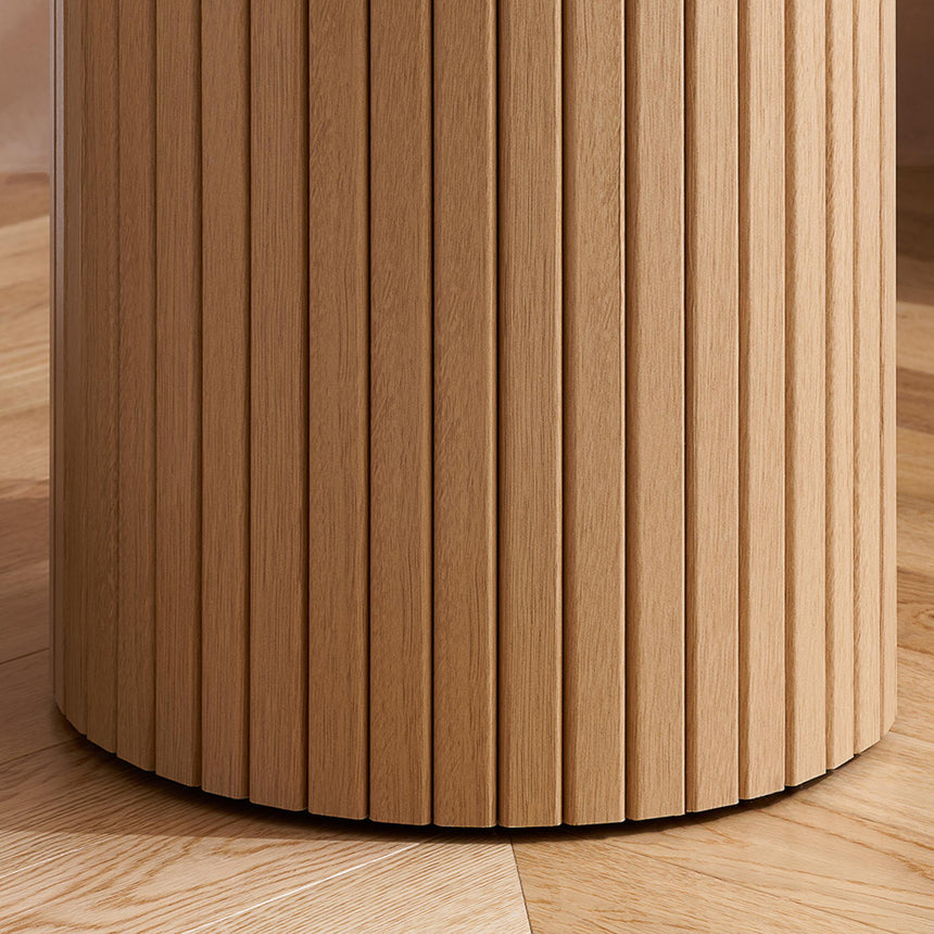 Axel Oak Fluted Round Side Table-5