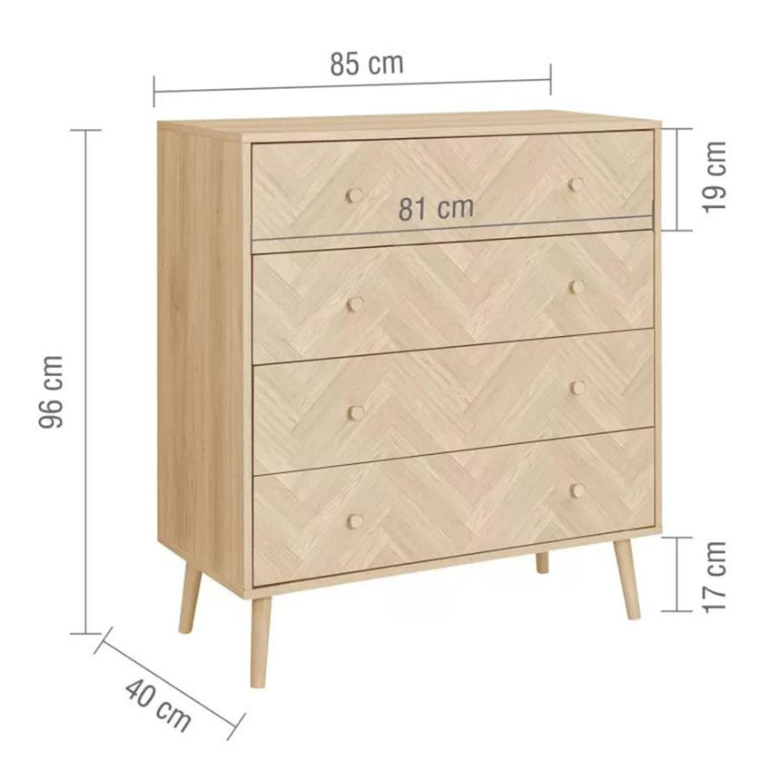 Herringford Oak 4 Drawer Chest-5