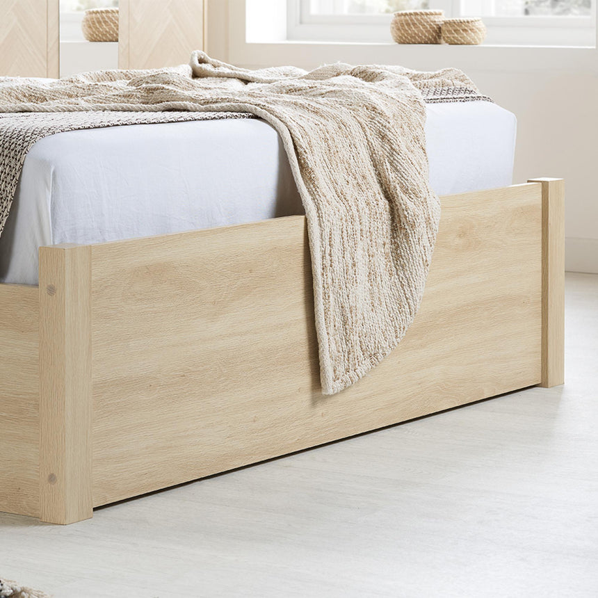 Herringford Oak Ottoman Storage Bed - Sizes Available-5