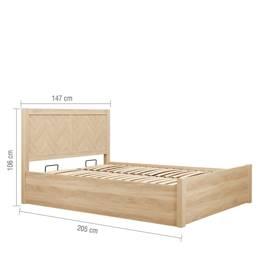 Herringford Oak Ottoman Storage Bed - Sizes Available-6