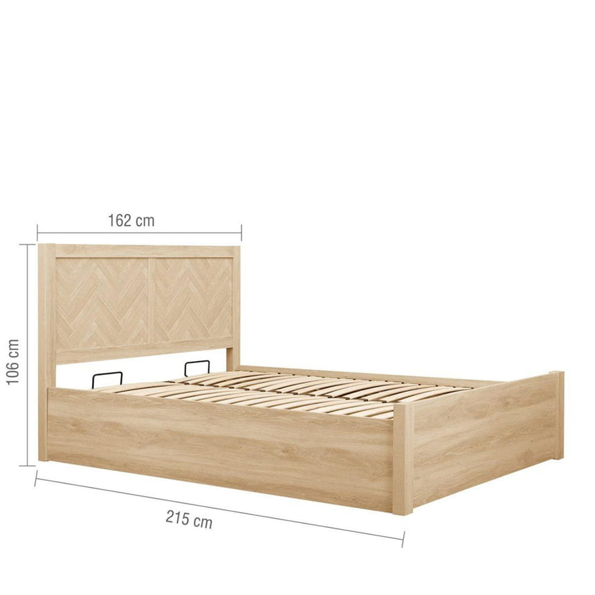 Herringford Oak Ottoman Storage Bed - Sizes Available-7