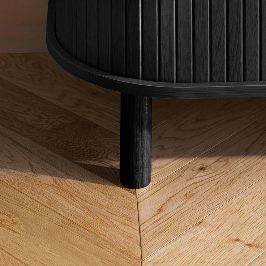 Axel Black Fluted 2 Door Large Curved Sideboard -160cm-6