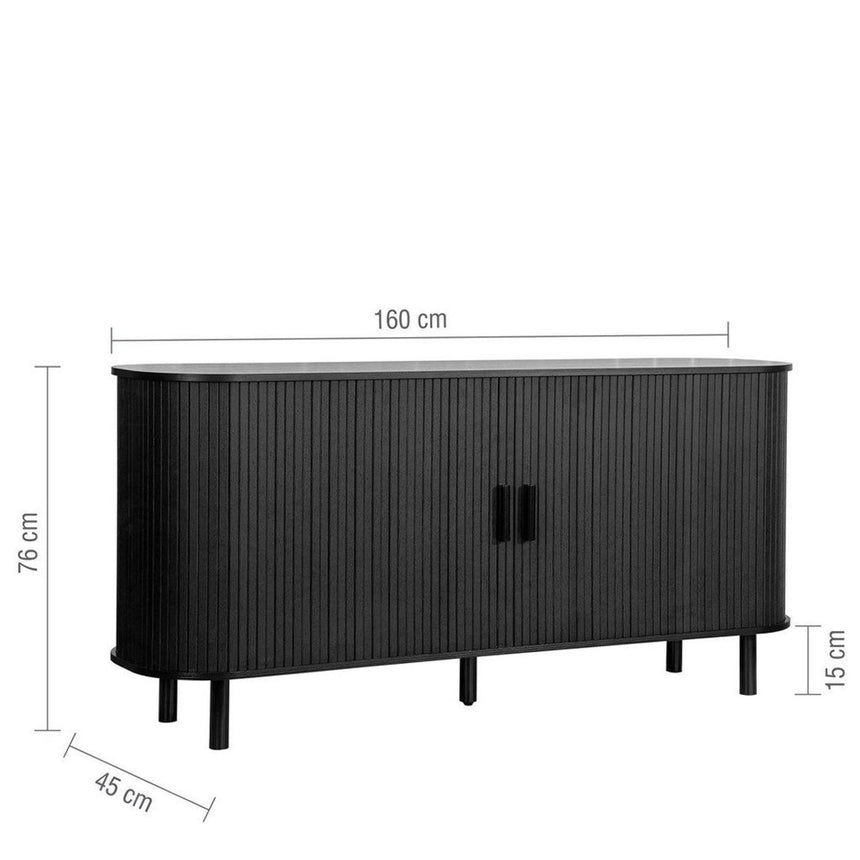 Axel Black Fluted 2 Door Large Curved Sideboard -160cm-7